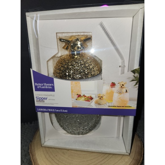 Other - NEW~ Better Homes &‎ Gardens 20 Ounces Pineapple Sipper Glass Aloha Cocktail